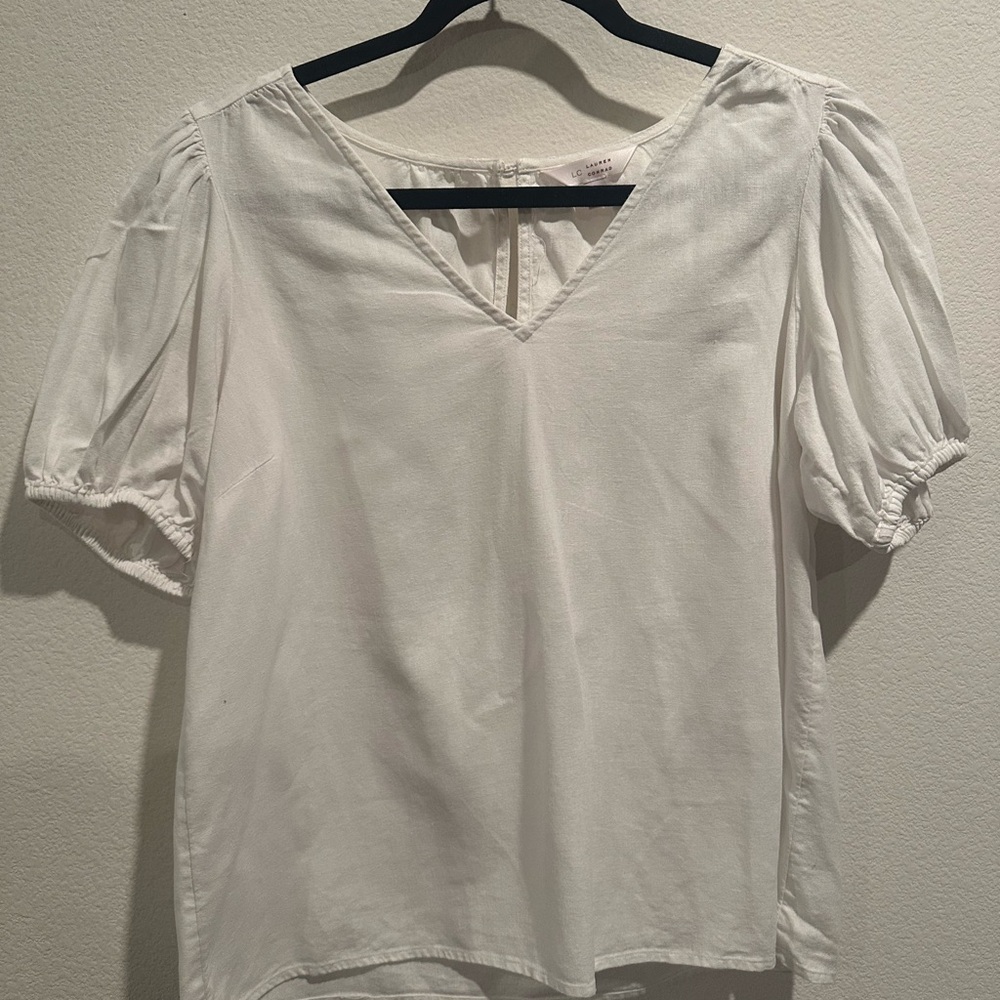 LC Lauren Conrad White Puff Sleeve Blouse